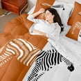 thumbnail image 4 of Homewish Boys Girls Animal Zebra Bedding Comforter Set 7pcs,Abstract Geometric Stripes Queen Bedding Sets Super Cozy,Jungle Wildlife Queen Sheet Sets,Lightweight Room Decor,Reversible, 4 of 8