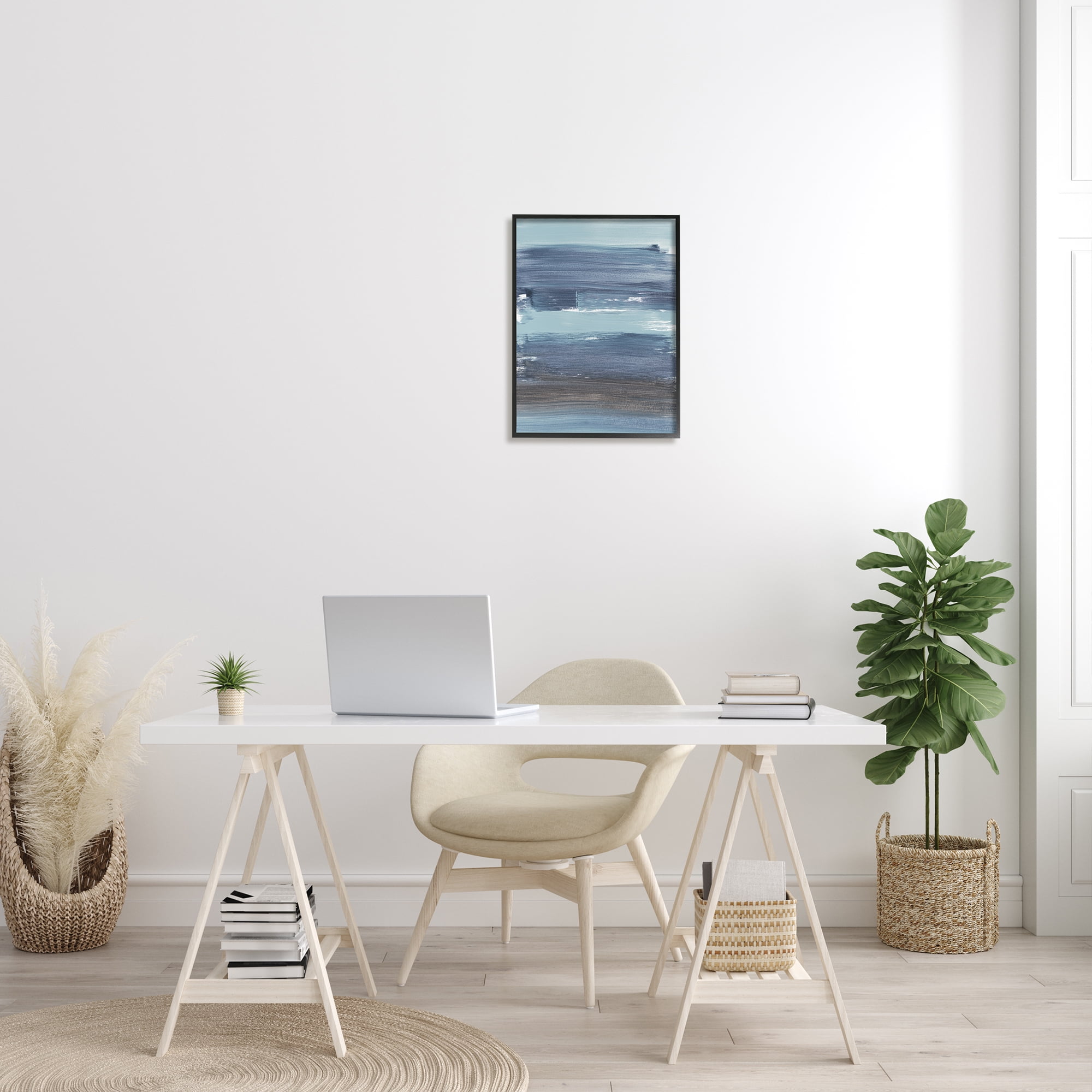Stupell Industries Abstract Dark Blue Ocean Waves Nautical Movements Graphic Art Black Framed Art Print Wall Art, 16x20, by Bronwyn Baker