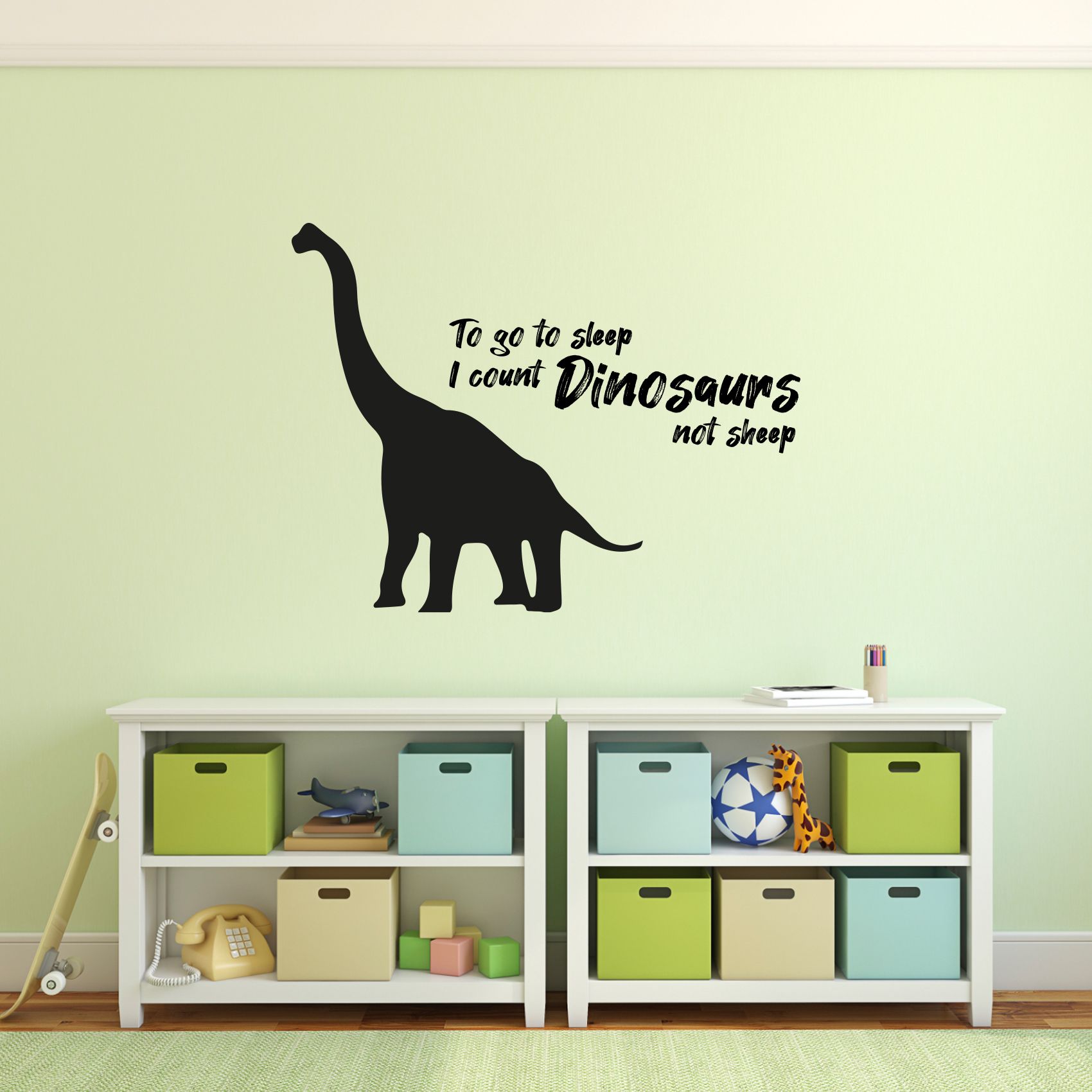 Go To Sleep Dinosaur Dino Life Postive Quote Cartoon Wall Sticker Art Decal Girls Boys Room Bedroom Nursery Kindergarten House Fun Home Decor Stickers Wall Art Vinyl Decoration Size (18x20 inch)