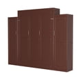 thumbnail image 5 of Kumix Queen Size Murphy Bed, Wooden Queen Wall Bed with 2 Wardrobe and Storage Shelf, Multifunctional Foldable Platform Bedframe for Guest-Room, Bedroom, Walnut, 5 of 7