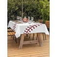 thumbnail image 2 of Outdoor Tablecloth with Umbrella Hole and Zipper, Baseball Rectangle Table Cloth 60x102 Inch Waterproof Tablecloth, Modern Minimalist Red Lines Picnic Table Cover for Patio Camping, 2 of 7