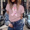 thumbnail image 2 of Women's Casual Round Neck Short Sleeve T-Shirt Featuring Cancer Awareness Ribbon Print for Everyday Comfort and Support, 2 of 5