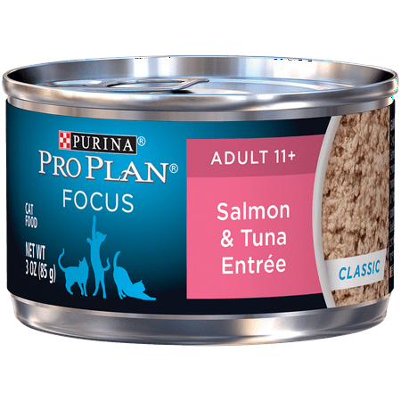 Purina Pro Plan Senior Pate Wet Cat Food, FOCUS Salmon & Tuna Entree - (24) 3 oz. Pull-Top