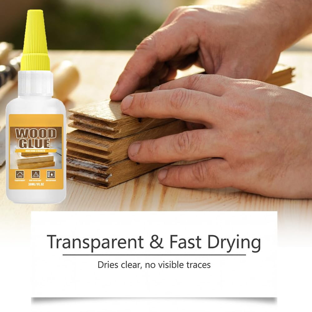 Super Strong Wood Glue, High Strength Fast Drying Clear Wood Glue, Heavy Duty Woods Glue for Crafts, Woods Glues for Furniture Heavy Duty, Waterproof, Transparent, Quick-Dry with Precision Tips