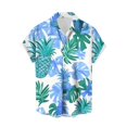 thumbnail image 1 of Mens Manga Corta Botón Abajo Camisas Casual Suelto Impreso Cardigan Girar Cuello Blusa, Transpirable para el Entrenamiento, 1 of 1