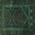 thumbnail image 1 of Ahgly Company Machine Washable Indoor Square Persian Turquoise Blue Traditional Area Rugs, 6' Square, 1 of 4