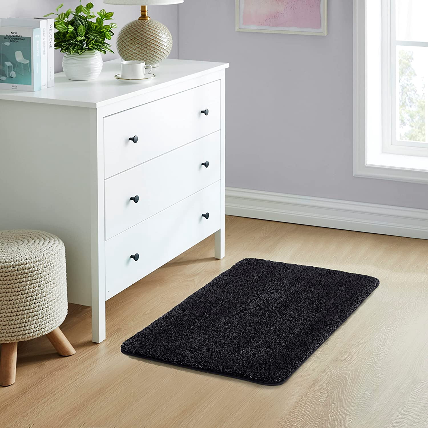 Yafa Home Fashion 1 Piece Solid Microfiber Soft Bathroom Rug , Non-Slip TPR Backing
