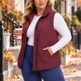 thumbnail image 3 of Diufon Red Vest Women Plus Size Full Zip Stand Collar Sleeveless Quilted Vest Fall Winter Puffer Jackets with Pockets, 3 of 8