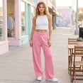 thumbnail image 5 of Women's Baggy Wide Leg Pants High Waisted Elastic Waist Casual Loose Sweatpants Solid Color Lounge Trousers with Pockets, 5 of 8