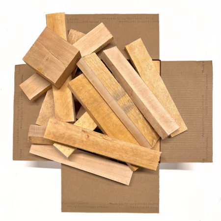 Box of Basswood Assorted Scarp Wood Cut Offs, DIY Craft Carving Scroll Short Lumber Cutoff Boards - 12" x 12" x 6" | High-Quality Wood Blocks for Artistic Creations and Woodworking