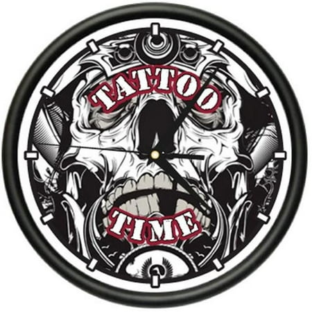 TATTOO TIME Wall Clock ink shop tattoos gun artist