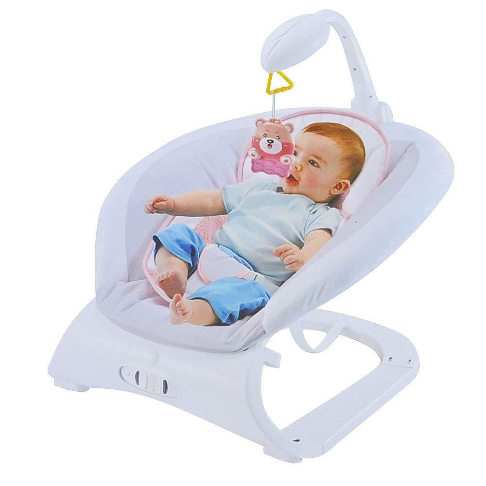 Baby Contrast Bouncer with Vibrating Seat Baby Rocker Sleeper, Pink