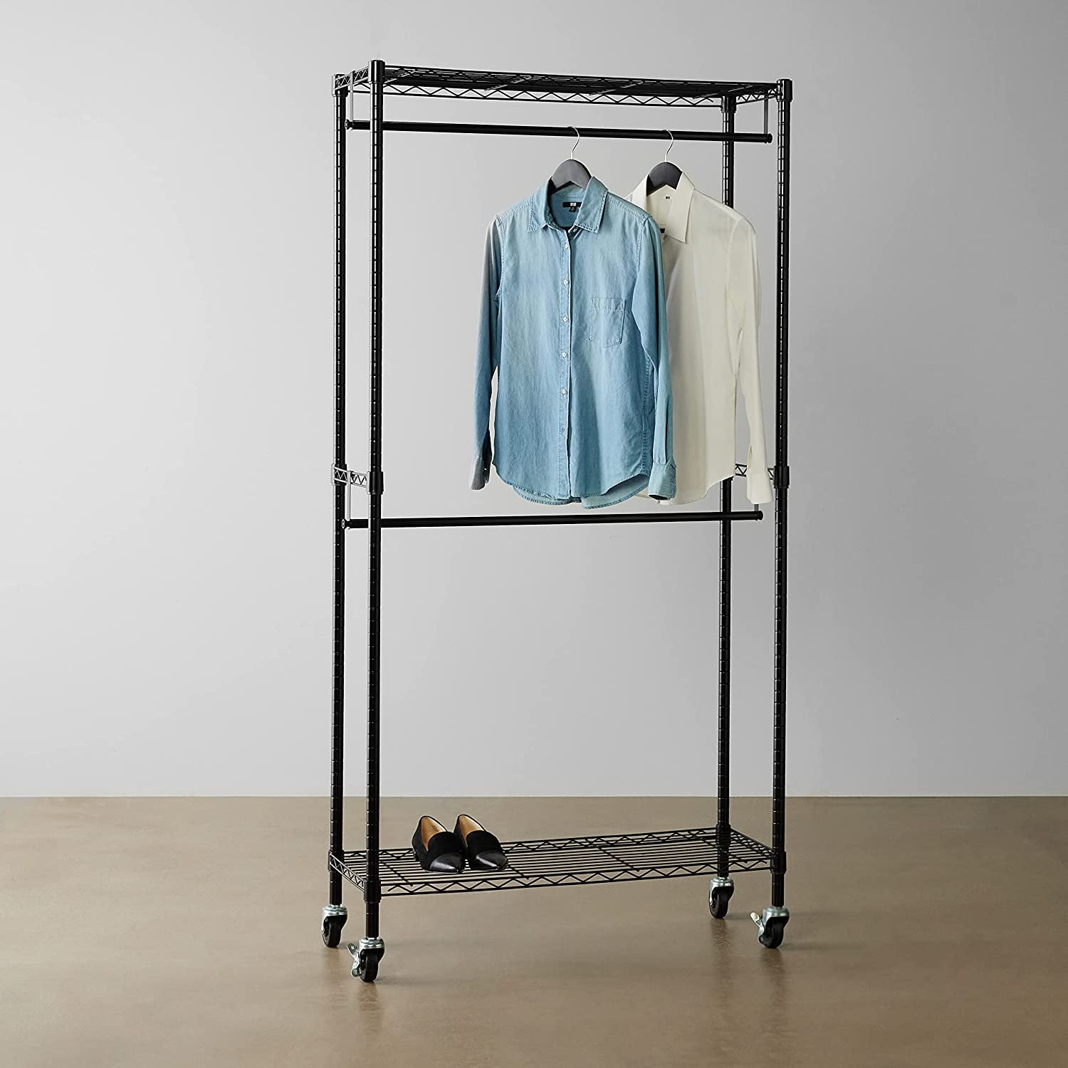 UWRNite Rolling Metal Pipe Commercial Grade Clothing Rack on Wheels