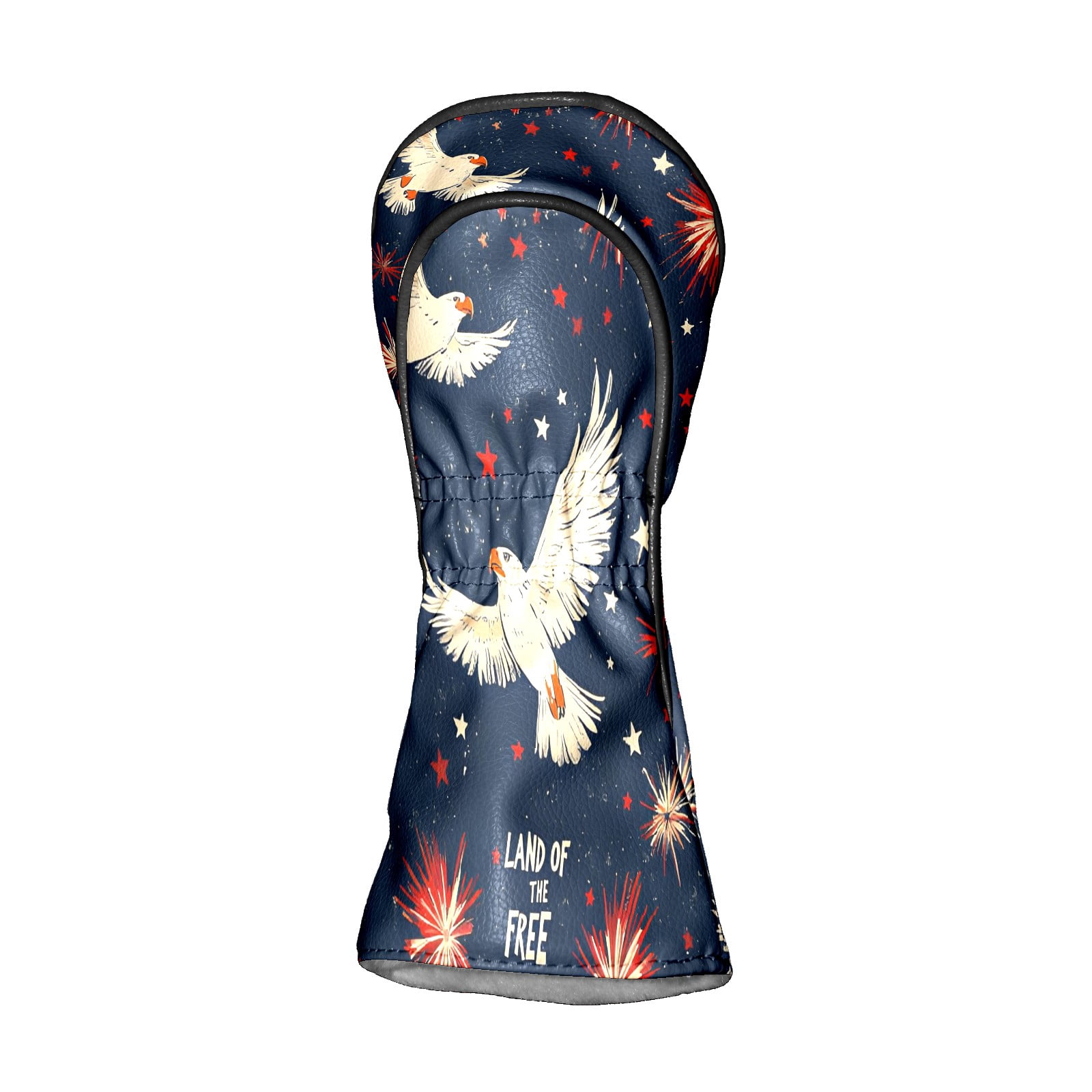 Golf Club Covers, Dark Blue Eagle Fireworks Premium PU Leather Driver Hybrid Putter Head Covers with Velvet Lining, Waterproof Golf Gifts for Men Women