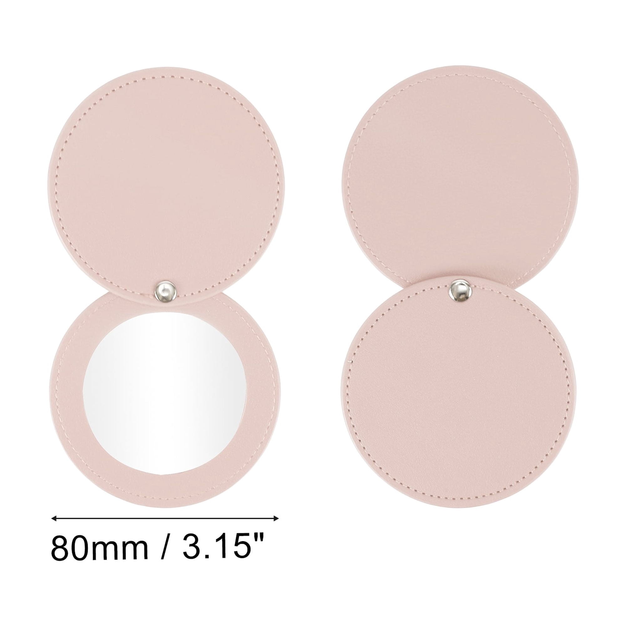 Unique Bargains Rotating Circle Makeup Mirror Pink