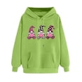 thumbnail image 3 of Visit the JURANMO Store Womens Valentines Hoodie Sweatshirts Heart Print Long Sleeve Pullover Sweatshirt Drawstring Cute Hooded Shirts with Pocket Green S, 3 of 5