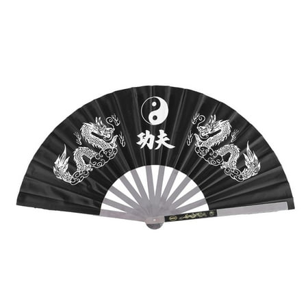 

Stainless Steel Tai Chi Martial Arts Kung Fu Dance Practice Training Performance Fan Black