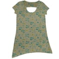 thumbnail image 2 of Womens White Turqouise & Green Flower Sleep Shirt Slit Back Nightgown Large, 2 of 2