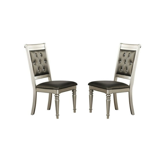Simple Relax Dining Chairs With Tufted Back, Silver(Set Of 2)