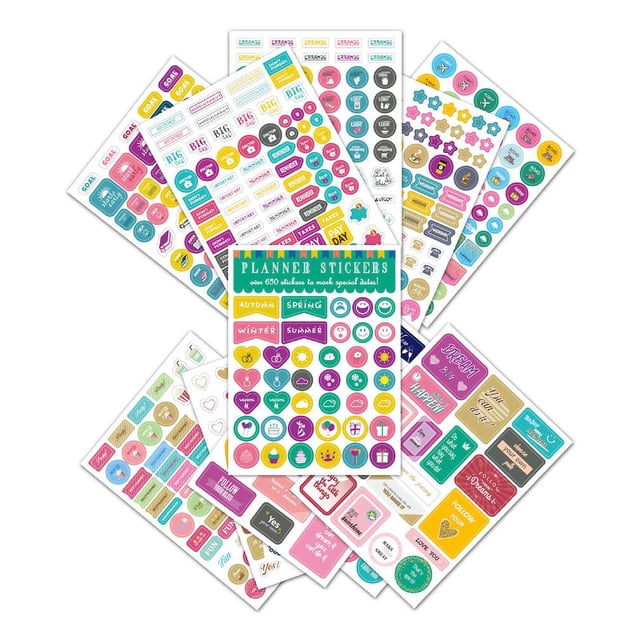 Pegatinas Planner, 650 unidades, impermeables, para diario y calendario