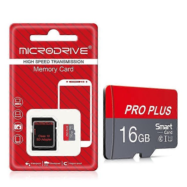 p1e MICRODRIVE Pro Plus 16GB TF Memory Card High-Speed Class 10 x2w Phone Storage Card - Yellow Red