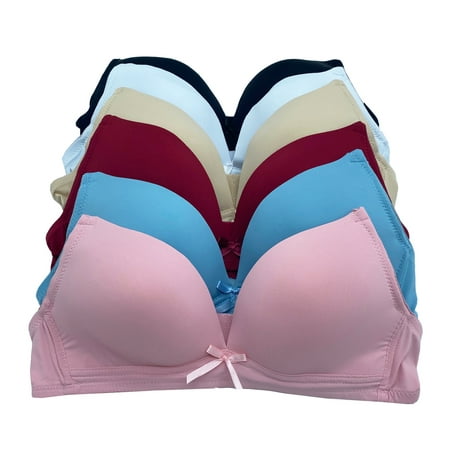 

Iheyi 6 Pieces No Wire Full Cup Plain/Lace Light Padded Wire Free Bra A/B/C 34B (6836-52RE3-52RE4)