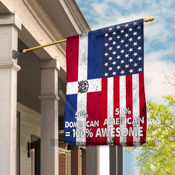 Flag American Half Dominican Flag Dominican American Friendship Dominican Republic U.S.A Proud Garden Flag, Double-Sided Decorative Outdoor Flag, Patriotic Polyester Yard Flag 12 x 18 in