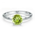 thumbnail image 3 of Gem Stone King 900 Platinum Green Peridot Engagement Ring for Women | 1.45 Cttw | Round 7MM | Gemstone August Birthstone | Size 9, 3 of 6