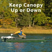 Sea Eagle FSK16 FishSkiff Inflatable 16, High Pressure, All-Drop-Stitch, 1-3 Person Frameless Fishing Boat w/Rigid 6” External Keel - Portable, Storable - 2 Person Swivel Seat Canopy Package