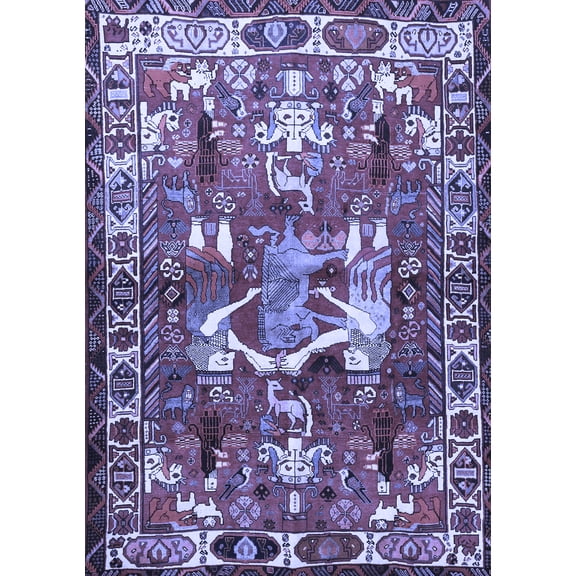 Ahgly Company Indoor Rectangle Animal Blue Traditional Area Rugs, 4' x 6'