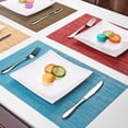 thumbnail image 5 of Place Mat Gray Table Mats Set of 6, PVC Table Mats, Vinyl Non-Slip Insulation Dinner Mat, Rectangle 12"×18" Washable Vintage Woven Placemats for Dining Kitchen Restaurant Table, 5 of 14
