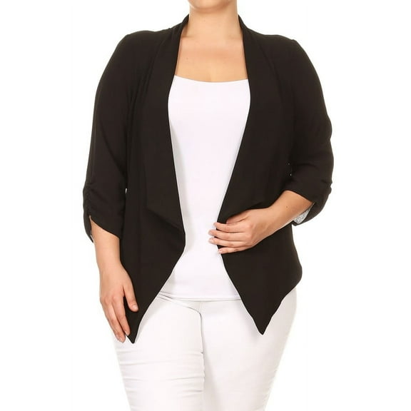 Plus Size Women's Trendy Style Open Front Solid Cardigan