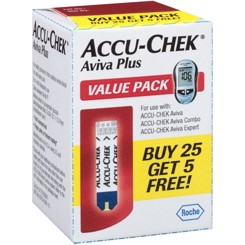 AccuChek Aviva Plus Blood Glucose Test Strips, 30 Count