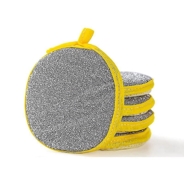 Esponja flexible para el hogar, herramienta de limpieza de cocina de doble acción de microfibra suave con orificio para colgar, esponjas de fregado que no rayan para las necesidades diarias (5 piezas)