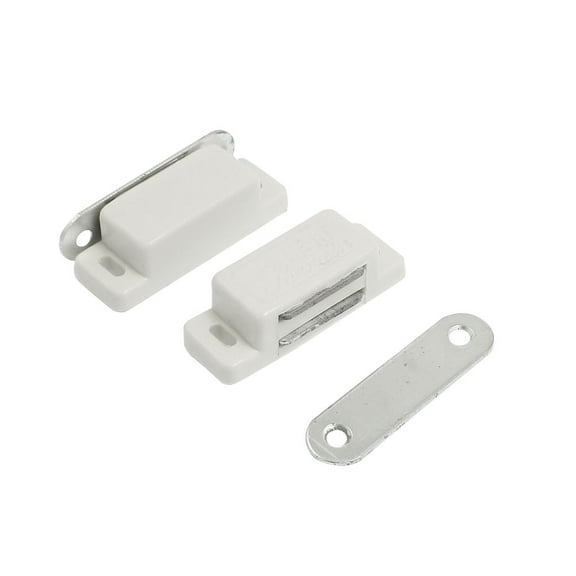 2 x White Plastic Case Metal Plate Cupboard Door Magnetic Catch 1.8"