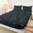 thumbnail image 3 of Homewish Kawaii Cat Print Bed Sheets for Teens, Cartoon Kitten Lover King Sheets, Simple Art Style Sheet Set, Microfiber Bedroom Decor, 4-Piece, 3 of 7