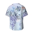 thumbnail image 6 of Lsque Bird Butterfly Stripe print Men's Cuban Collar Short Sleeve Shirt Summer Beachwear Casual Button Down Fashionable Vacation Leisure Shirt-4X-Large, 6 of 7