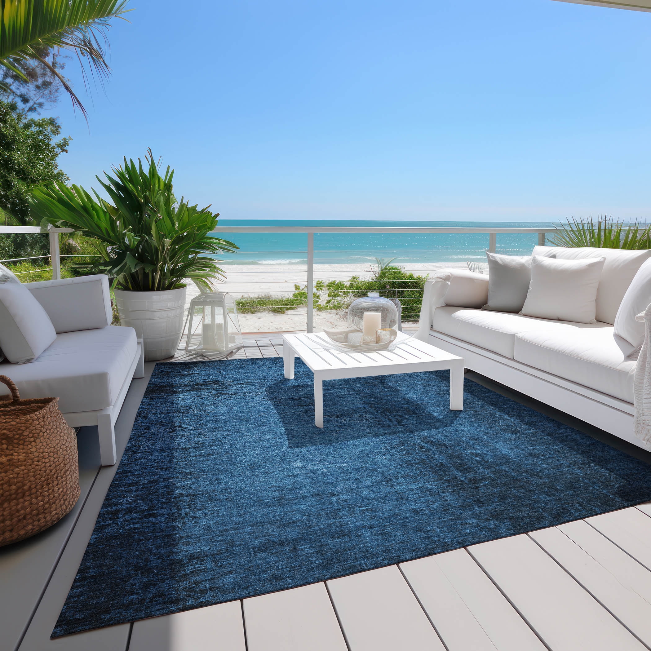 Addison Rugs Chantille Indoor/Outdoor Transitional Organic Navy Washable Rectangle Rug, 2'6" x 3'10"
