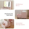 thumbnail image 7 of SELOOYE 3 in 1 Vanity Desk, Compact Vanity with 3 Drawers, Makeup Desk with Flip-up 3 Colors Lighting Mirror and Cushioned Stool, Small Vanities Nightstand Perfect for Bedroom, Pink, 7 of 7