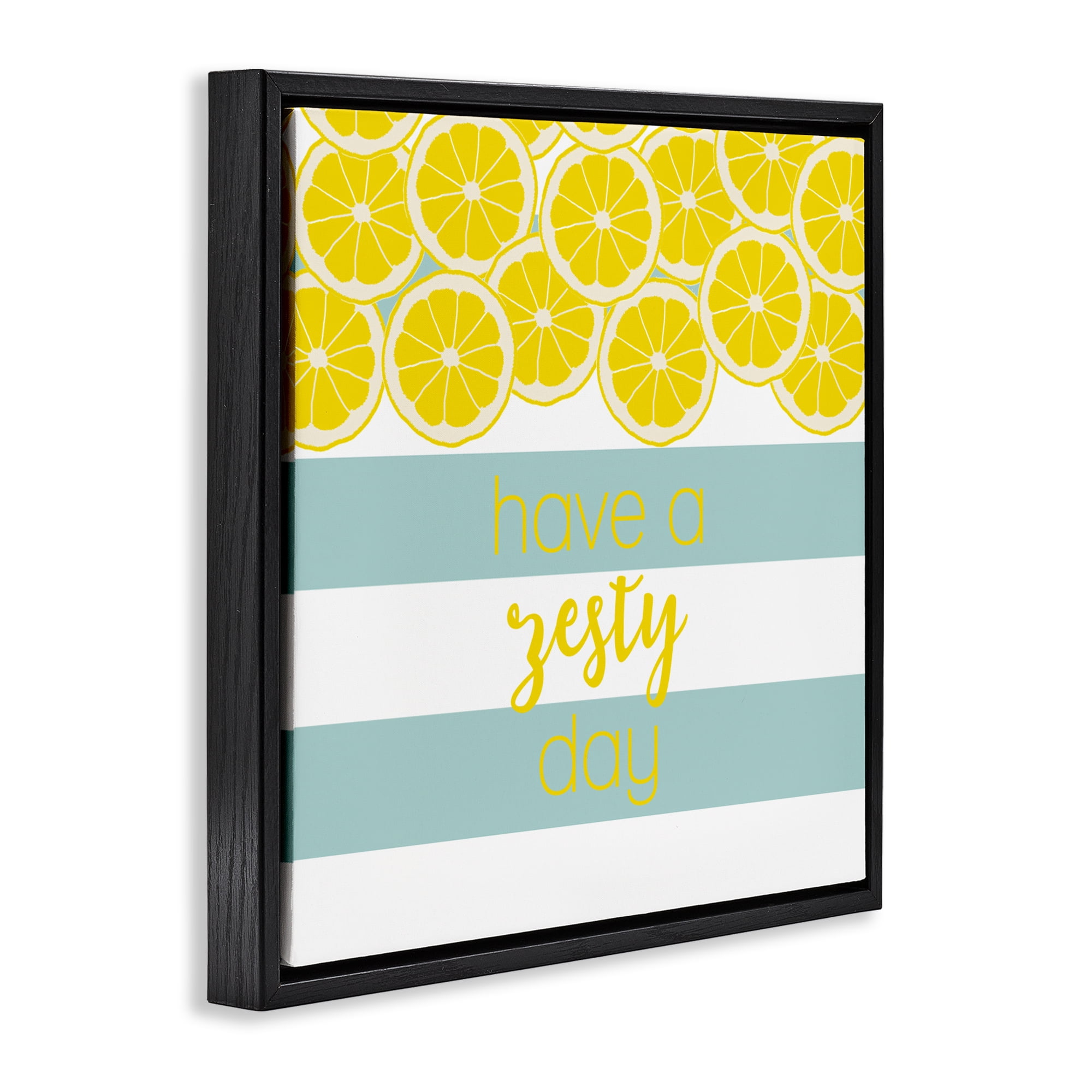 Stupell Industries Zesty Citrus with Stripes Black Framed Floater Canvas Wall Art, design by Anna Quach