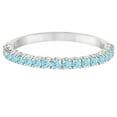 thumbnail image 3 of Half-Eternity Pave-Set Thin Aquamarine Stack Ring 14k White Gold (0.65ct), 3 of 3