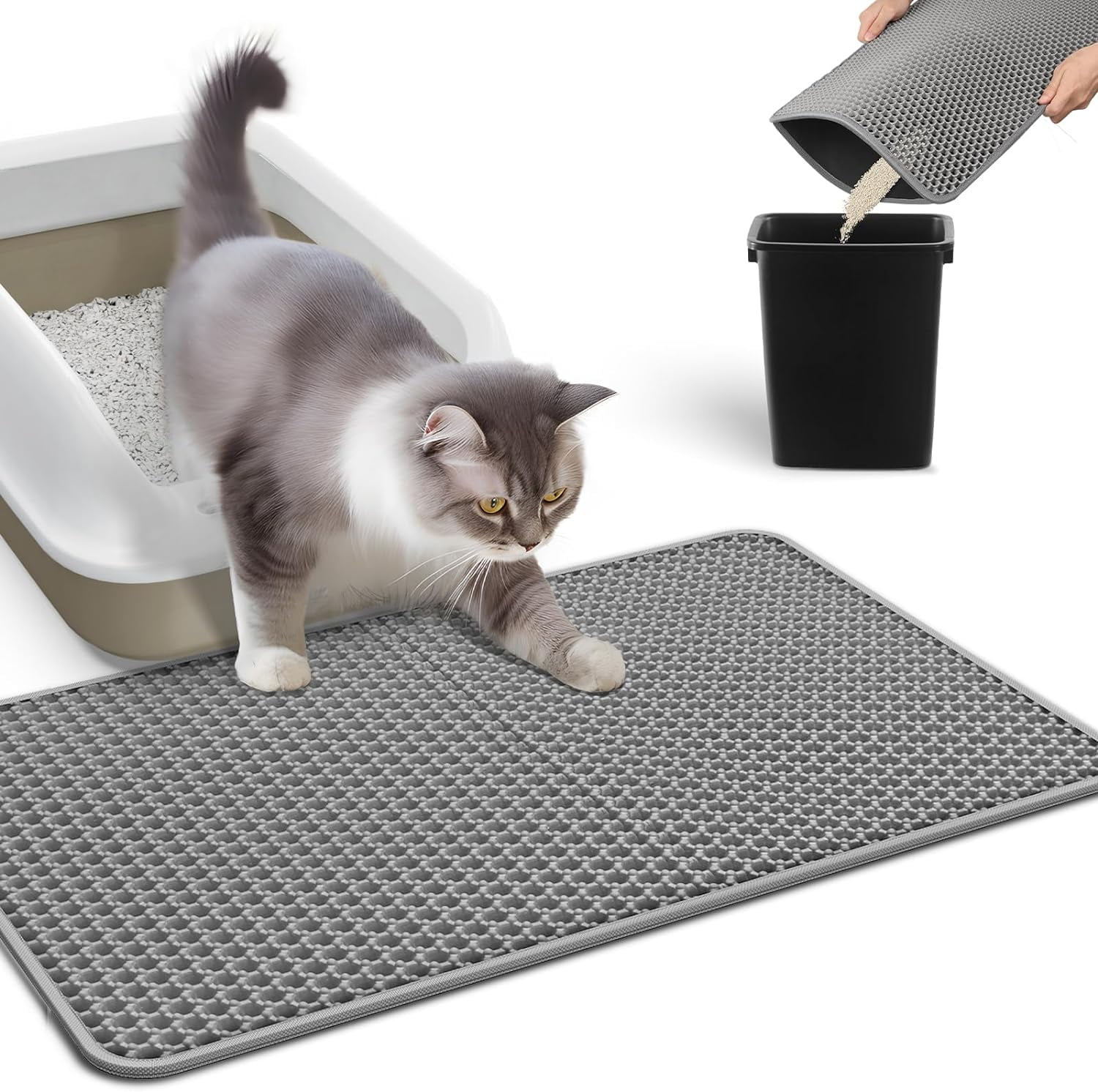 BN-LINK 17" x 23" Cat Litter Mat, Honeycomb Double Layer photo 1