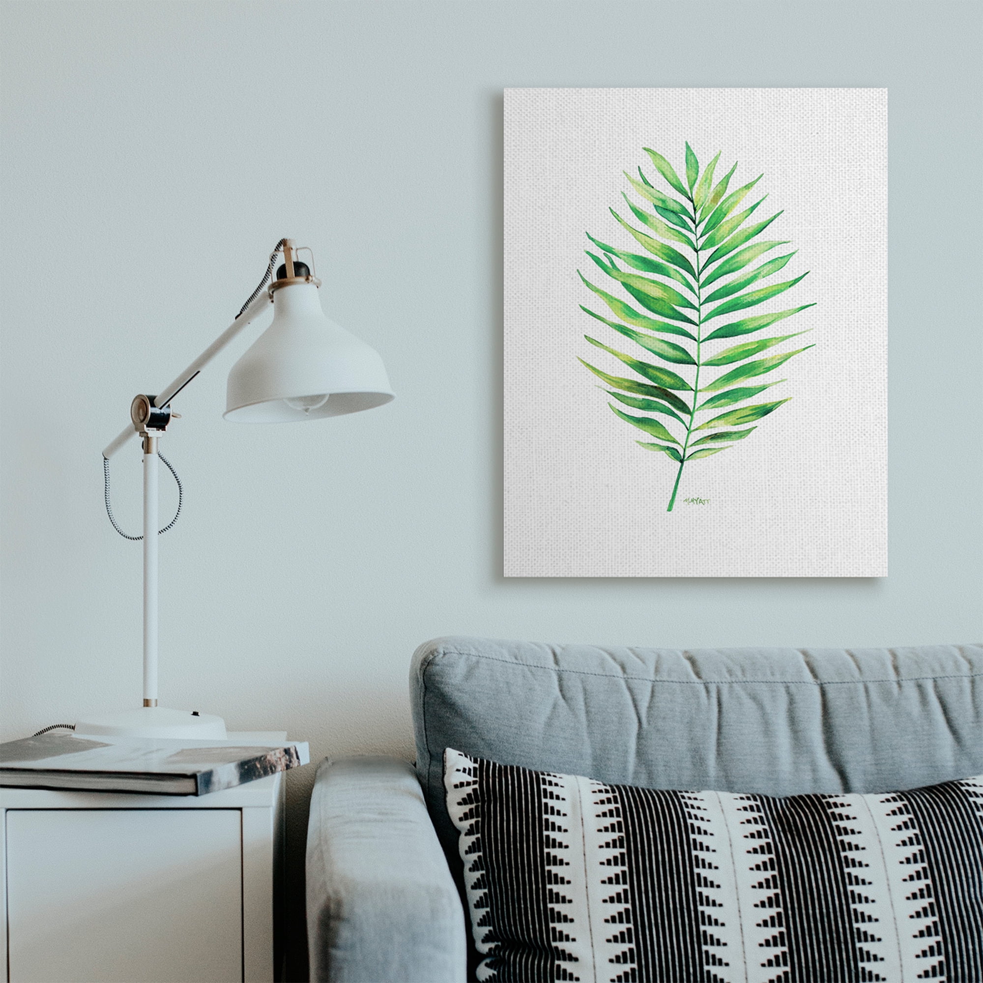 Stupell Industries Minimal Green Palm Tropical Plant over White Canvas Wall Art, 30 x 40, Design by Melissa Hyatt LLC