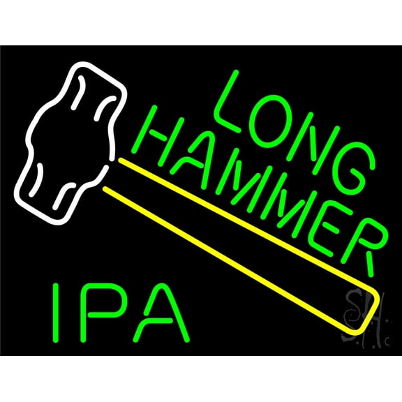 Long Hammer Ipa LED Neon Sign 15 x 19 - inches, Black Square Cut Acrylic Backing, with Dimmer - Bright and Premium built indoor LED Neon Sign for Defence Force.