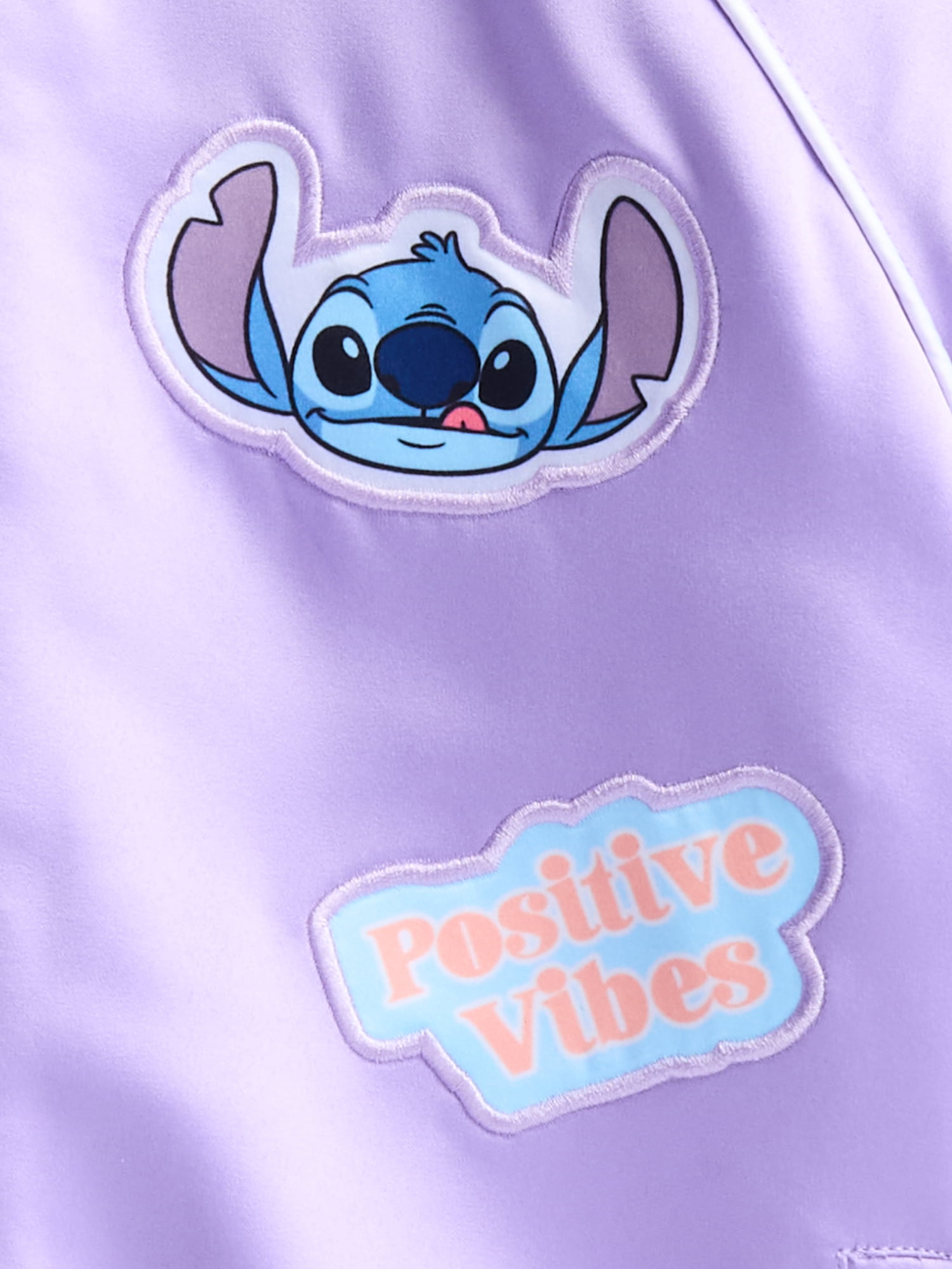 Stitch Girls' Graphic Patch Varsity Sateen Jacket with Long Sleeves, Sizes 4-12