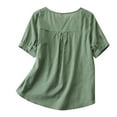 thumbnail image 4 of Women Embroidery Half Sleeve Loose And Slim V Neck Is Made Of Cotton Comfortable Elegant Women T Shirt, 4 of 8