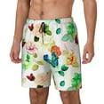 thumbnail image 2 of Gaeub Floral Vintage Mens Swim Trunks Stretch Beach Shorts Quick Dry for Men Swim Shorts Swimwear with Pockets- Small, 2 of 9