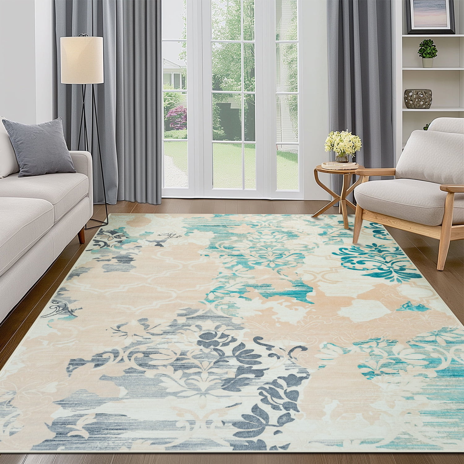 Astorug Modern Abstract Area Rugs 6x9, Large Washable Rugs for Living Room Soft Rugs for Bedroom, Beige