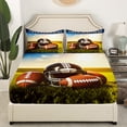 thumbnail image 2 of YST Drap-Housse de Football Américain Format Simple pour Enfants Garçons Ados Draps de Lit de Sports de Rugby, Drap-Housse de Ballon de Rugby Brun Housse de Lit Casque de Rugby, 2 Pcs avec 1 Taie d'Oreiller, 2 of 4