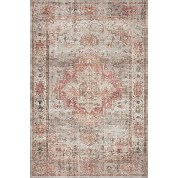 Loloi II Heidi Collection HEI-02 Dove / Spice, Oriental Area Rug 6'-0" x 6'-0" Round
